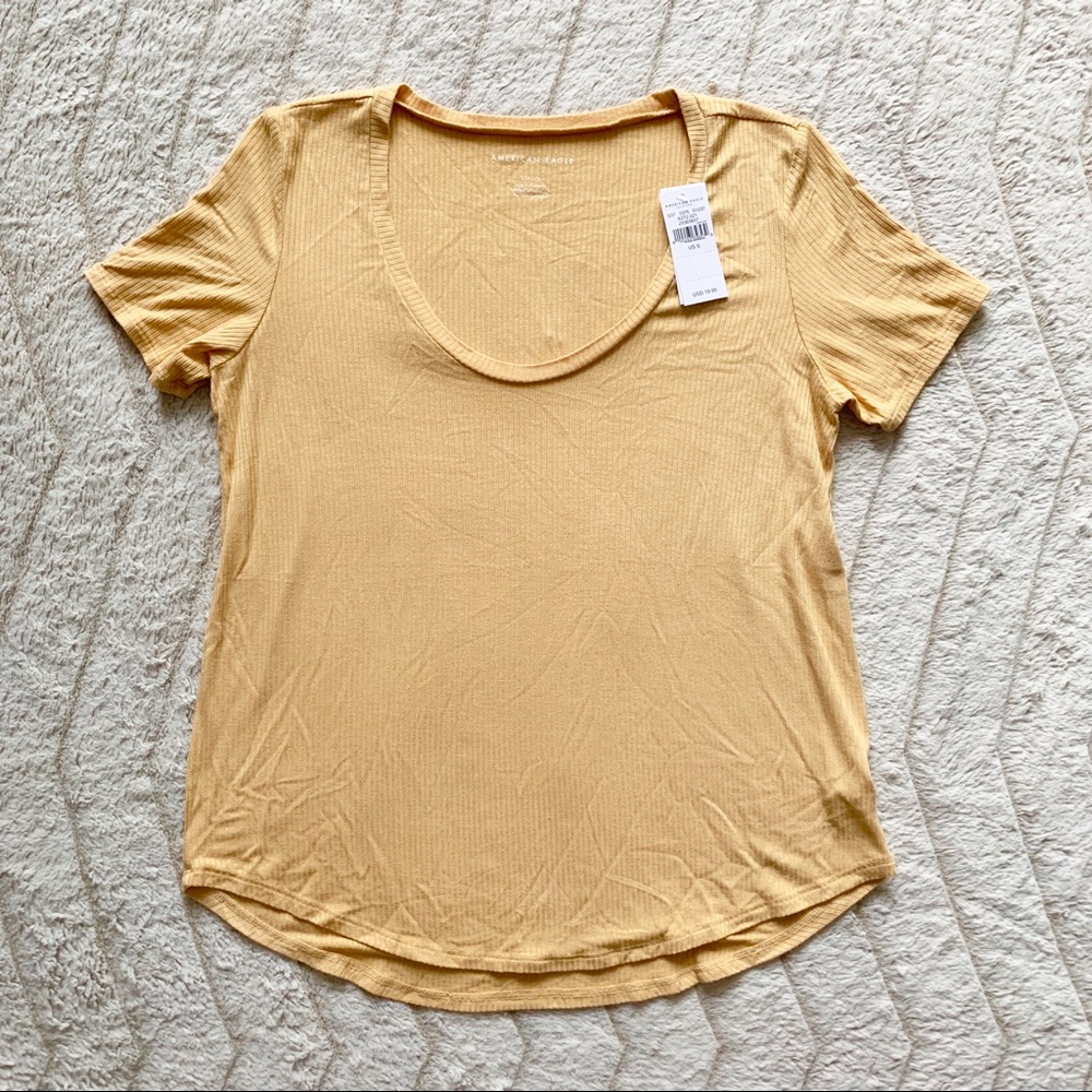 NWT American Eagle Ribbed Yellow T-Shirt
